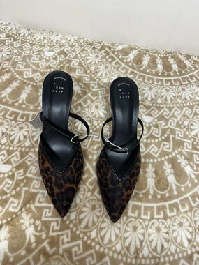 a new day Leopard Pointed Toe Slingback Heels - Brown/Black